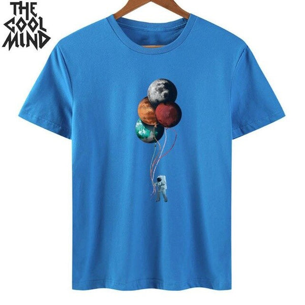 COOLMIND top quality cotton cool space print women T shirt lovely summer women tshirt loose o-neck t-shirt female tee shirts