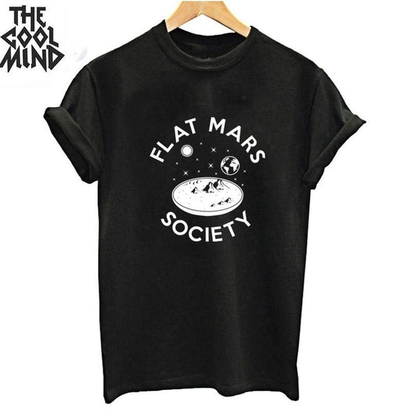 COOLMIND top quality cotton cool space print women T shirt lovely summer women tshirt loose o-neck t-shirt female tee shirts