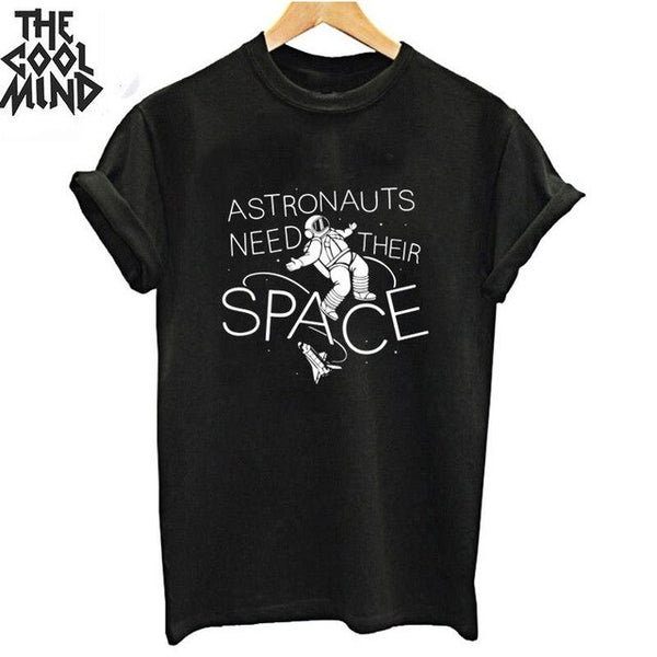 COOLMIND top quality cotton cool space print women T shirt lovely summer women tshirt loose o-neck t-shirt female tee shirts