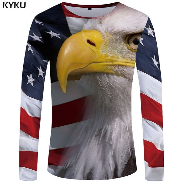 KYKU Moon Long sleeve T shirt Star Funny T shirts Night Sky Tshirt Space 3d T-shirt  Clothing  Tees Men Casual Top Tee Mens