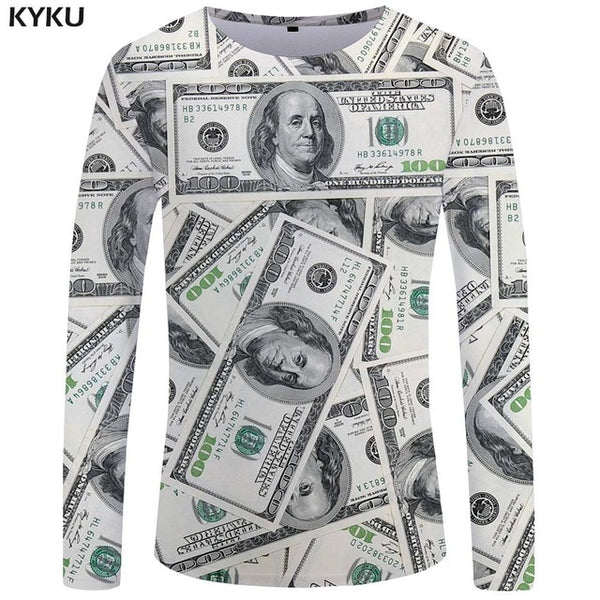 KYKU Moon Long sleeve T shirt Star Funny T shirts Night Sky Tshirt Space 3d T-shirt  Clothing  Tees Men Casual Top Tee Mens