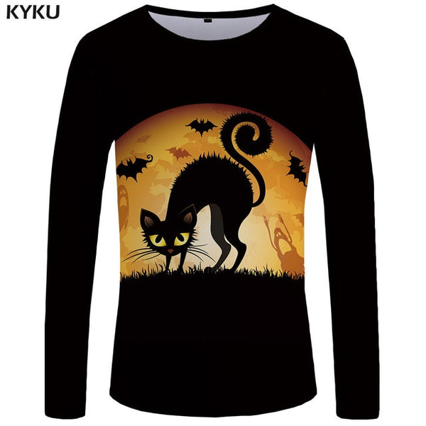 KYKU Moon Long sleeve T shirt Star Funny T shirts Night Sky Tshirt Space 3d T-shirt  Clothing  Tees Men Casual Top Tee Mens