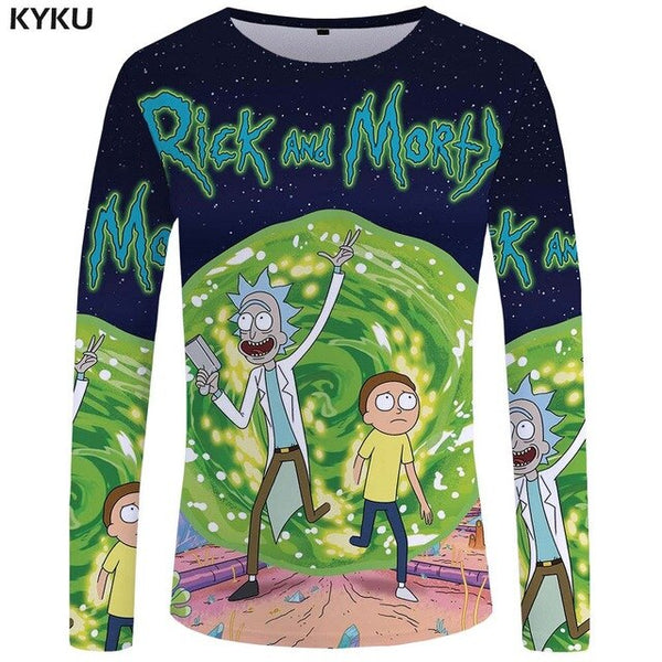 KYKU Moon Long sleeve T shirt Star Funny T shirts Night Sky Tshirt Space 3d T-shirt  Clothing  Tees Men Casual Top Tee Mens