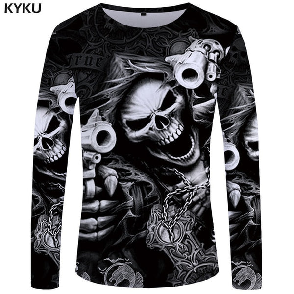 KYKU Moon Long sleeve T shirt Star Funny T shirts Night Sky Tshirt Space 3d T-shirt  Clothing  Tees Men Casual Top Tee Mens